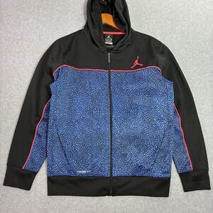 Youth XL 13-15Y Therma-Fit Hoodie Blue Elephant Print Full Zip